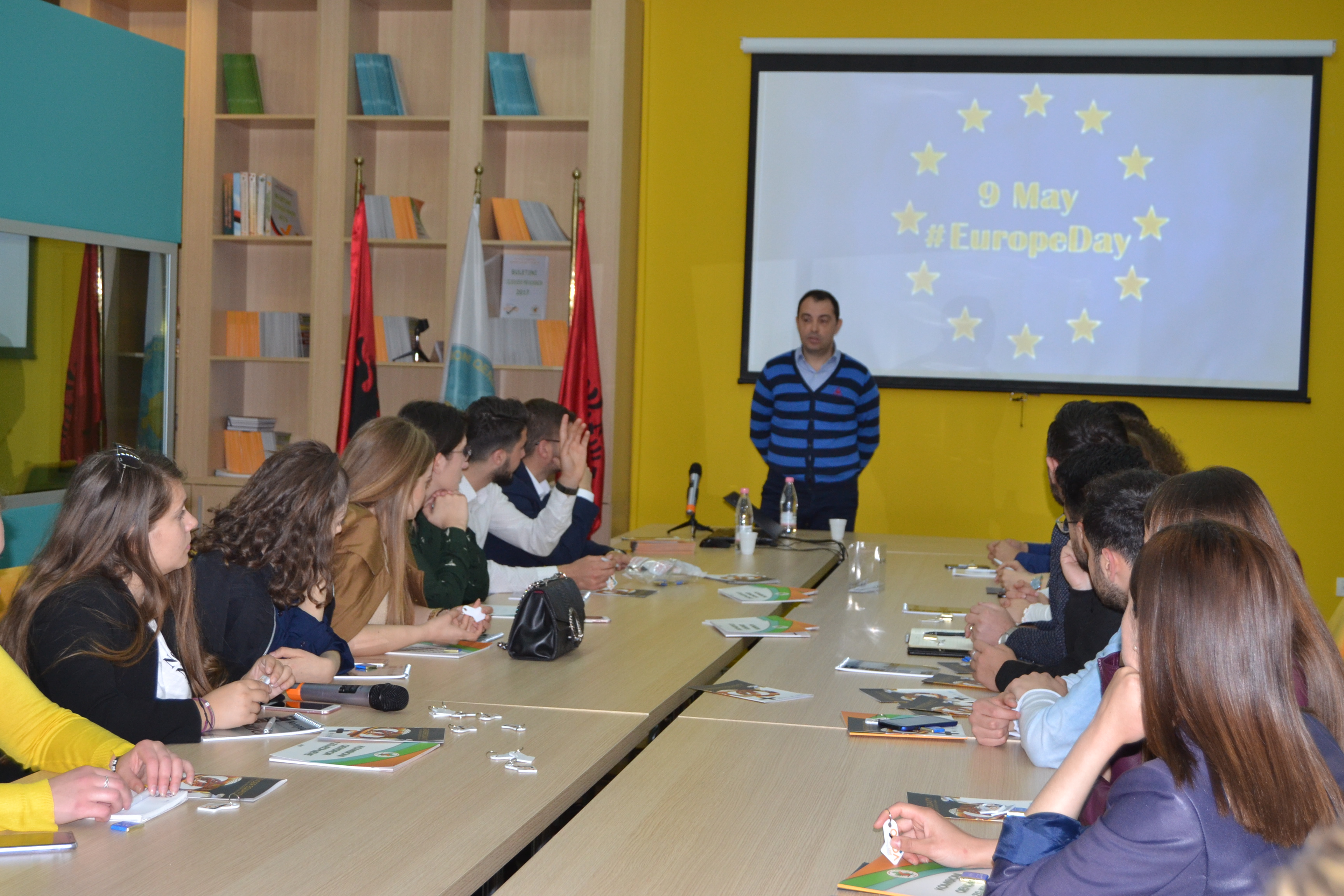 Europe Day , Deputy Chairman of the Central Elections Commissions Mr. Denar Biba meets with young people.